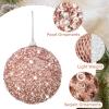 6pcs 3.94" Christmas Ball Ornaments Glitter Shatterproof Christmas Tree Ornaments Sequin Xmas Hanging Balls Decorations for Wedding Party Holiday(Rose Gold, 6pc-10cm) view 3