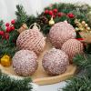 6pcs 3.94" Christmas Ball Ornaments Glitter Shatterproof Christmas Tree Ornaments Sequin Xmas Hanging Balls Decorations for Wedding Party Holiday(Rose Gold, 6pc-10cm) view 4