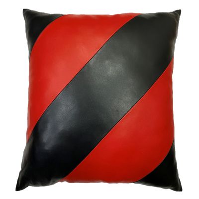 Aaron Craft Lambskin Leather Cushion Pillow Cover. (Black & Red, 20x20(2))
