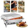 AIZYR 4 Packs Stainless Steel Chafing Dishes - 9.5L Rectangular Catering Chafer Set with Food Pans, Foldable Frame for Buffet Weddings Parties,A view 3