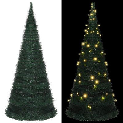Party Carnival Simulation Christmas Tree,for Home, Festival,Nativity,Party,Reused for Many Years,Pop-up String Artificial Christmas Tree with LED Green 82.7"