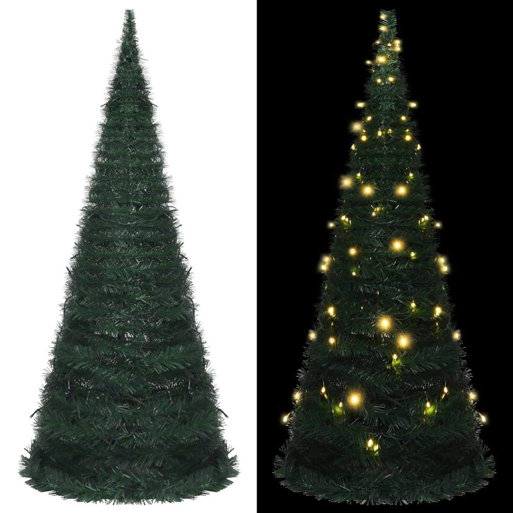 Party Carnival Simulation Christmas Tree,for Home, Festival,Nativity,Party,Reused for Many Years,Pop-up String Artificial Christmas Tree with LED Green 82.7"