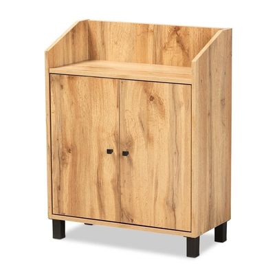 Baxton Studio Shoe Cabinet with Oak and Black ATSC1614-Wotan Oak-Shoe Cabinet