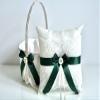Flower Girl Basket Hunter Green, Ring Bearer Pillow Ivory and Lace Flower Basket, Wedding Ring Pillow Wedding, wedding flower girl baskets (Other, 2 Pillows + 2 Basket) view 4