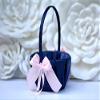 Flower Girl Basket and Ring Bearer Pillow Set Navy Blush Wedding Basket, Navy Blue Basket, Navy Ring Pillow Blush, Flower Girl Gift (1 Pillow + 1 Basket) view 3