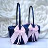 Flower Girl Basket and Ring Bearer Pillow Set Navy Blush Wedding Basket, Navy Blue Basket, Navy Ring Pillow Blush, Flower Girl Gift (1 Pillow + 1 Basket) view 4