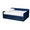 Baxton Studio Jona Navy Blue Velvet Upholstered Queen Size Daybed with Trundle view 1