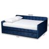 Baxton Studio Jona Navy Blue Velvet Upholstered Queen Size Daybed with Trundle view 3