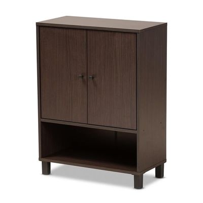 Baxton Studio Dark Brown Shoe Cabinet ATSC1613-Modi Wenge-Shoe Cabinet