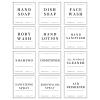 12 PCS Waterproof Glass/Plastic Bottle Labels - Farmhouse Bathroom/Kitchen Hand Soap Dispenser Label Stickers, Removable Cleaning Labels for Lotion, Shampoo and Conditioner view 1