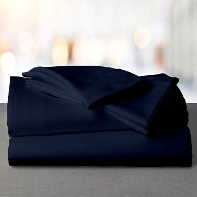 Mr Pandaa 100% American Supima Cotton 1000 Thread Count Sheet Set, Ultra Crisp, Sateen Weave Hotel Collection, 15" Deep Pockets - King-Navy Blue