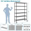 Dkeli 6-Tier Heavy Duty Commercial Shelving Unit - 6000lb Capacity Steel Wire Rack with Wheels, Adjustable NSF Garage Storage Shelf, Black (48" L x 18" W x 72" H), Black view 2