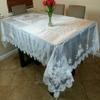 72x126'' Handmade Beaded Pearl Embroidered Sheer Napkins Wedding Bridal Ivory Tablecloth view 1