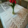 72x126'' Handmade Beaded Pearl Embroidered Sheer Napkins Wedding Bridal Ivory Tablecloth view 2