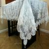 72x126'' Handmade Beaded Pearl Embroidered Sheer Napkins Wedding Bridal Ivory Tablecloth view 4