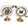 2 Piece Brown Antique Brass Armillary Sphere Nautical Maritime Astrolabe Engraved Globe view 2