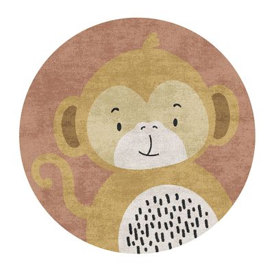 ZZBBZZ-YJ Brown Yellow Rug Round for Living Room Children Playroom 80cm 100cm 120cm 140cm 160cm 200cm Cartoon Circle Carpets Washable Non-Slip Indoor Kids Crawling Mat (Size : Diameter 4.6ft)