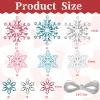 45 Pcs Acrylic Snowflake Ornaments for Winter 3 Styles Pink and Blue Crystal Tree Decoration Clear Plastic Xmas Tree Pendant for Winter Snow Theme DIY Decorations view 2