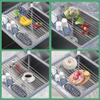 Bbiubiu Expandable Roll Up Dish Drying Rack12-23'',Retractable Dish Drying Rack Over The Sink,Foldable Stainless Steel Dish Drainer for Kitchen,Dishes,Cups,Fruits,Vegetables,Spoons,Forks view 4