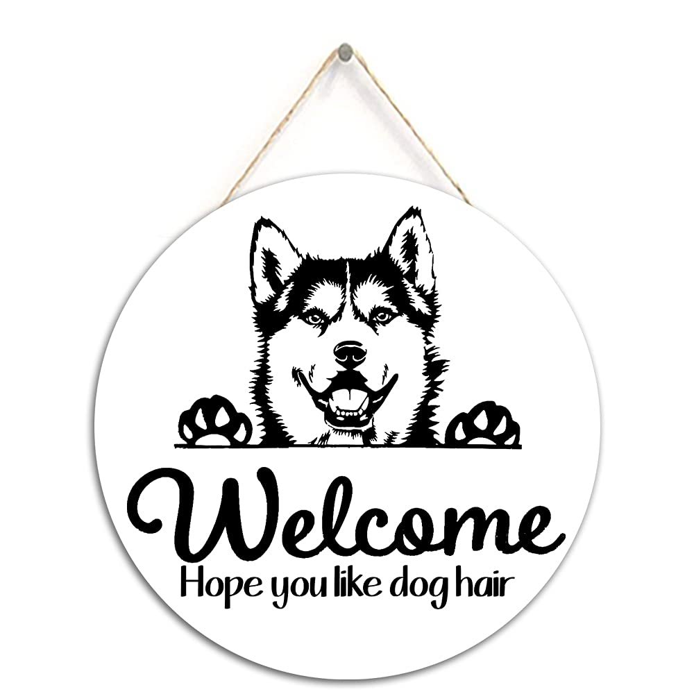 by Unbranded Welcome Sign, Hope you like dog hair, Front Door Dog, Wood Door Sign, Front Door Sign, Year Round Wreath, Dog Wreath, Wood sign Framed wood home idea, Multi, Multi size