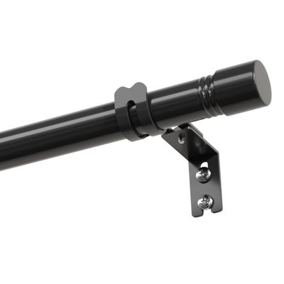 144 inch Curtain Rods Long, 1 inch Black Curtain Rod for Windows with 4 Brackets Heavy Duty, Simple Window Curtain Rods for Bedroom, Kitchen, Sliding Glass Door, Adjustable Threaded Sections