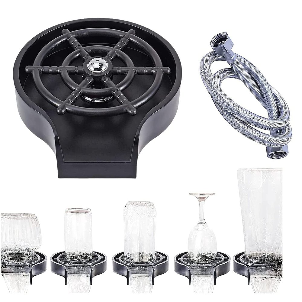 HZXY Glass Rinser, Stainless Automatic Cup Washer, High-Pressure Cup Washer, Kitchen Sink Metal Glass Rinser, Bar Glass Washer, Can be Cleaned 360 Degrees, no Dead Corners