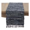 Occasion Gallery Navy Blue 100% Cotton Denim Chindi Kitchen Dining Table Runner, 13" X 120" view 1