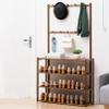LJHSS Bamboo Coat Rack,4-Tier Shoe Coat Storage Rack, Hall Tree Entryway Storage Organizer for Mudroom, Hallway, Foyer etc, 8/10 Double Hooks,Easy Assembly view 1