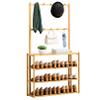 LJHSS Bamboo Coat Rack,4-Tier Shoe Coat Storage Rack, Hall Tree Entryway Storage Organizer for Mudroom, Hallway, Foyer etc, 8/10 Double Hooks,Easy Assembly view 1