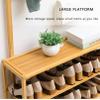 LJHSS Bamboo Coat Rack,4-Tier Shoe Coat Storage Rack, Hall Tree Entryway Storage Organizer for Mudroom, Hallway, Foyer etc, 8/10 Double Hooks,Easy Assembly view 3