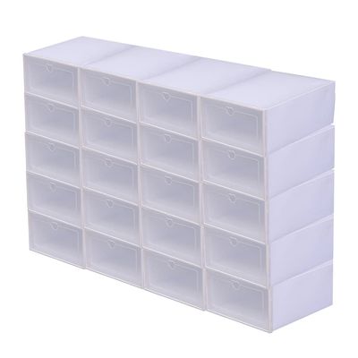 12.99 x 9.06 x 5.51 inch 20 Pack Stackable Foldable Plastic Transparent Container Clear Plastic Shoes Boxes Bins Holders Heart Hollow Shoe Box for Living Room Bedroom