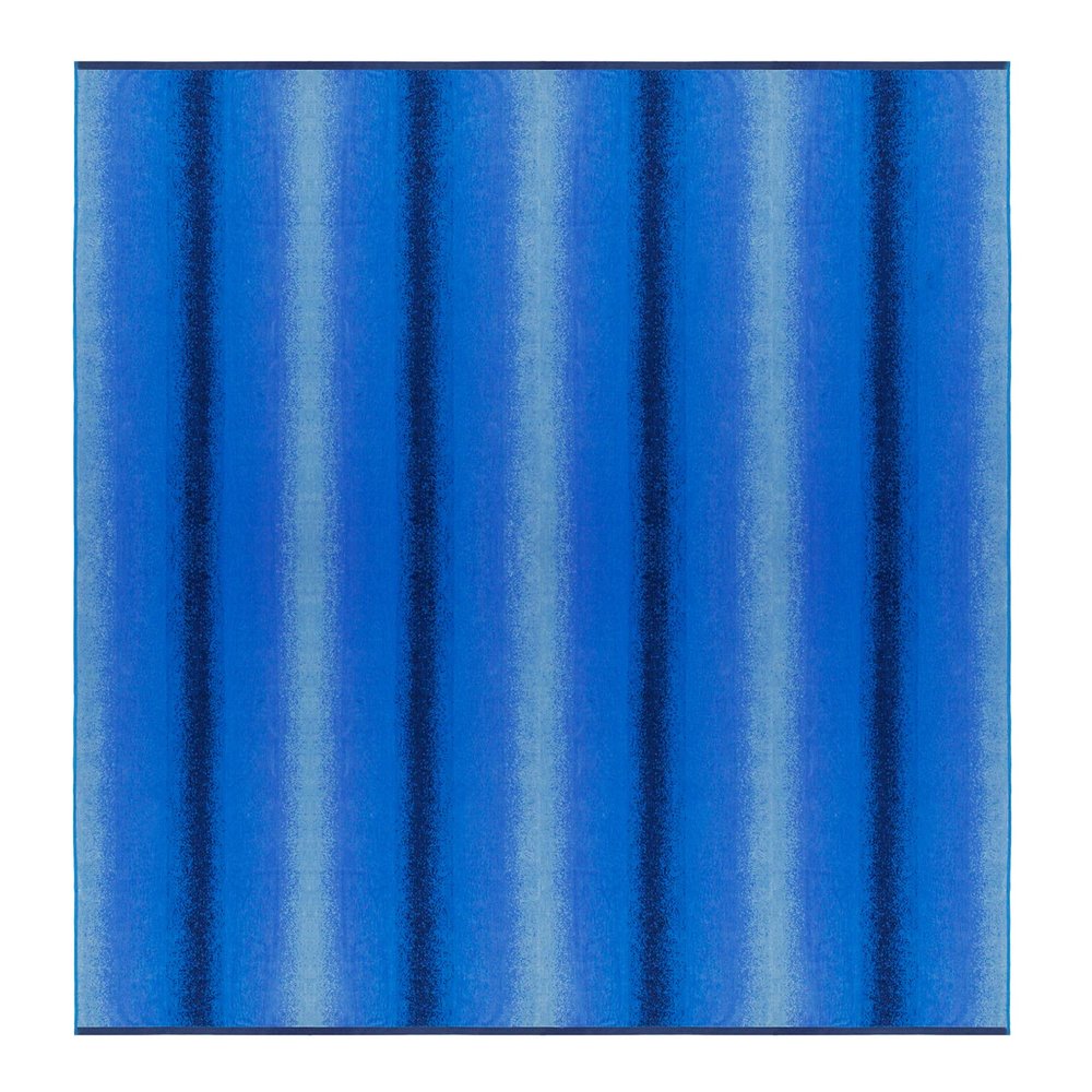 COTTON CRAFT Ombre Stripe Extra Wide Beach Towel for Two - 58x68 - Pure Cotton - Double Woven Jacquard Thick Plush Super Soft Luxurious Velour Pile - Pool Picnic Bath - 450 GSM - Blue