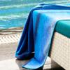 COTTON CRAFT Ombre Stripe Extra Wide Beach Towel for Two - 58x68 - Pure Cotton - Double Woven Jacquard Thick Plush Super Soft Luxurious Velour Pile - Pool Picnic Bath - 450 GSM - Blue view 4