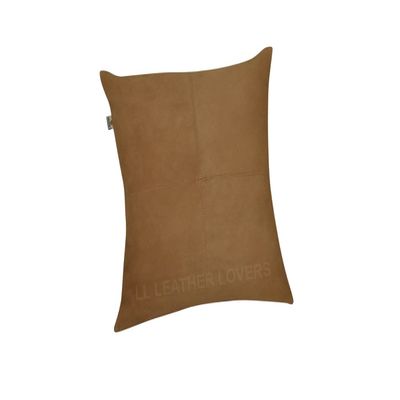 LL LEATHER LOVERS Lambskin Suede Leather Pillow Cover - Sofa Cushion Case - Decorative Throw Covers for Living Room & Bedroom, 22x22 Inches - Camel Pack of 2