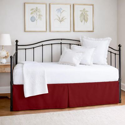 ARlinen Daybed Bed Skirt Twin Size, 20-Inch Drop Box Pleated Daybed Skirt with Split Corners, Tailored Burgundy Bedskirt