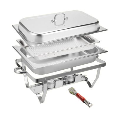 AIZYR Stainless Steel Chafing Dish Buffet Set - Chafers and Buffet Warmer Sets with Folding Frame for Wedding, Banquet, Catering Events,B