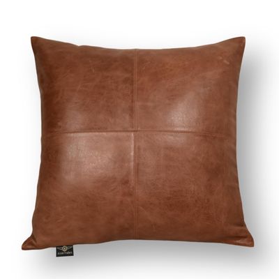 Azrah Traders Lambskin Leather Pillow Cover - Sofa Cushion Case - Decorative Throw Covers for Living Room & Bedroom, 22x22 Inches - Tan & Brown Plain Pack of 1