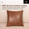 Azrah Traders Lambskin Leather Pillow Cover - Sofa Cushion Case - Decorative Throw Covers for Living Room & Bedroom, 22x22 Inches - Tan & Brown Plain Pack of 1 view 2