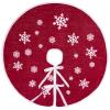 N&T NIETING Christmas Tree Skirt, 36 Inch Rustic Burlap Tree Skirt with White Snowflakes Printed Xmas Tree Ornament Christmas Holiday Party Decoration, Red view 1