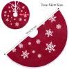 N&T NIETING Christmas Tree Skirt, 36 Inch Rustic Burlap Tree Skirt with White Snowflakes Printed Xmas Tree Ornament Christmas Holiday Party Decoration, Red view 2
