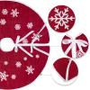 N&T NIETING Christmas Tree Skirt, 36 Inch Rustic Burlap Tree Skirt with White Snowflakes Printed Xmas Tree Ornament Christmas Holiday Party Decoration, Red view 3