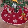 N&T NIETING Christmas Tree Skirt, 36 Inch Rustic Burlap Tree Skirt with White Snowflakes Printed Xmas Tree Ornament Christmas Holiday Party Decoration, Red view 4