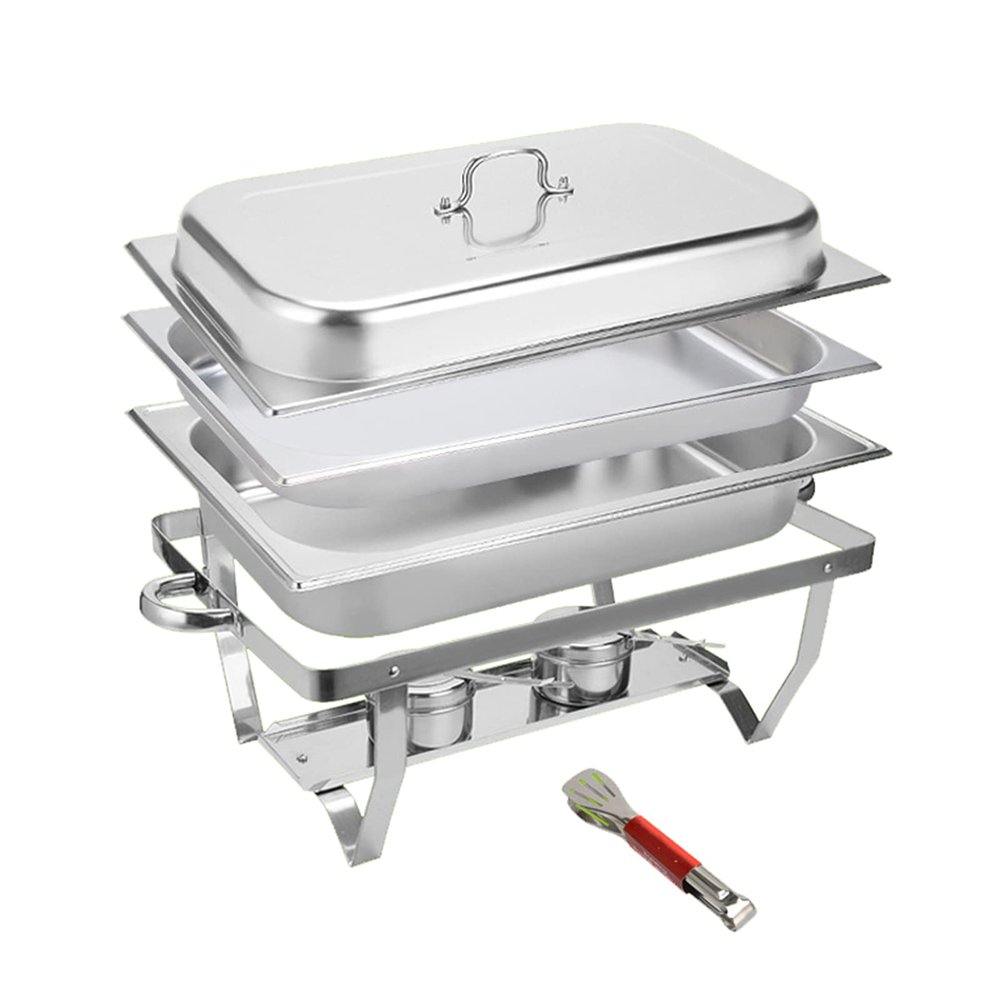 AIZYR Stainless Steel Chafing Dish Buffet Set - Chafers and Buffet Warmer Sets with Folding Frame for Wedding, Banquet, Catering Events,A