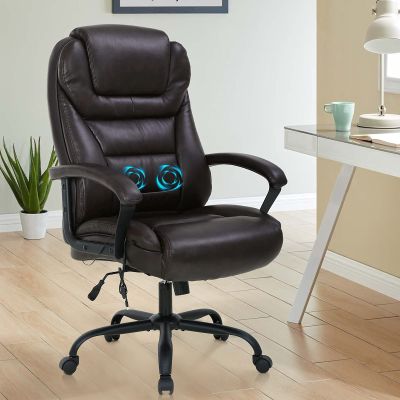 Better Choicet Office Chair, Big and Tall Chair 500 lbs Wide Seat Desk Computer with Lumbar Support Armrest, PU Leather Massage Rolling Swivel Task Brown, 21''Dx24.8''Wx51.6''H