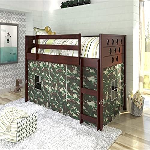 FixturesFirst PD-780ATCP-C Twin Size Circles Low Camo Tent Loft in Dark Cappuccino