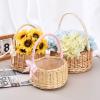 2Pcs Wicker Rattan Flower Basket,Willow Handwoven Basket Wedding Flower Girl Baskets with Handle and Ribbon Bow for Storage view 3