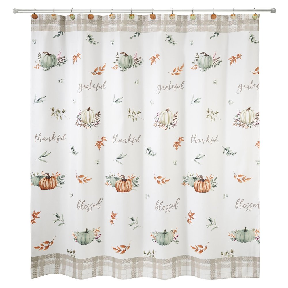 Avanti Linens - Fabric Shower Curtain, Fall Inspired Bathroom Decor (Grateful Patch Collection)