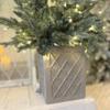 Haute Decor 4.5 Foot Barcelona Blue Spruce Potted Tree with Warm White LED Lights - Cement Gray Patterned Resin Pot view 3