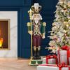 Haute Decor 35 inch Tall Solid Resin Decorative Holiday Nutcracker with Fleur de Lis view 4