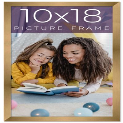 10x18 Frame Gold Bronze Solid Wood Picture Frame Width 0.75 Inches | Interior Frame Depth 0.5 Inches | Complete with UV Acrylic Plexiglass, Foam Board Backing & Hanging Hardware